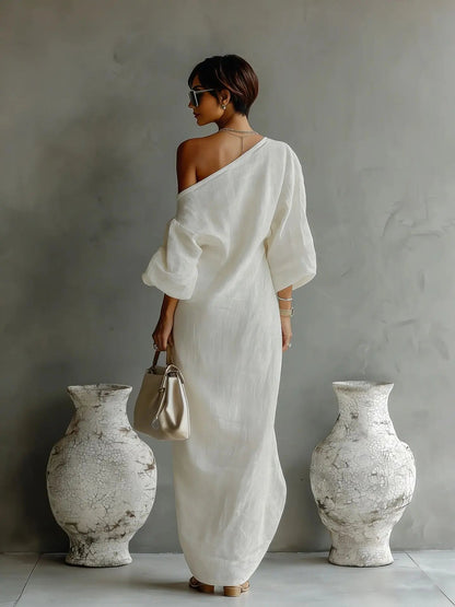 Daisy Linen One Shoulder Dress 2