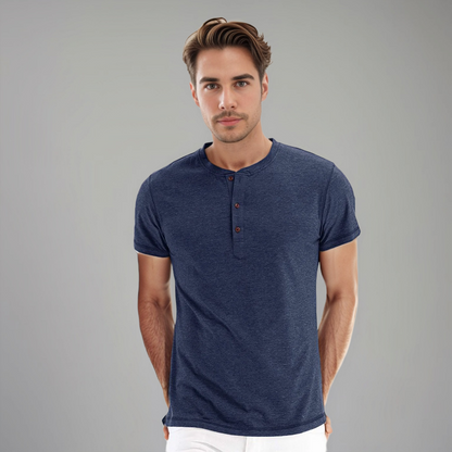 Men's Short Sleeve Henley T-Shirt with Buttons