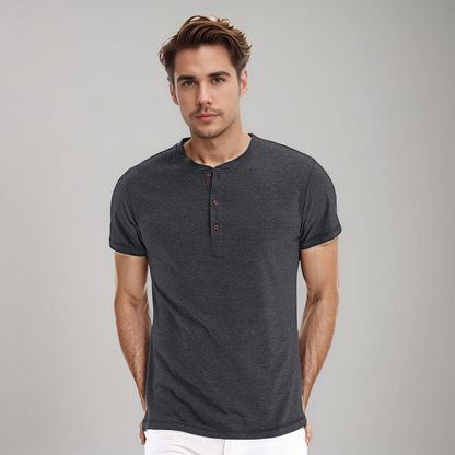 Men's Short Sleeve Henley T-Shirt with Buttons