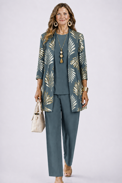 Dorina 3-Piece Set | Relaxed Fit, Lightweight, Printed Trousers 10