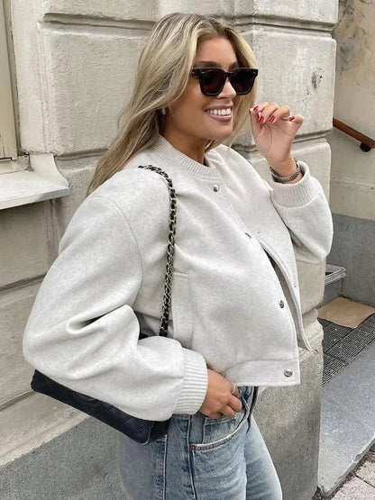 Editha | Women's Short Round Neck Blouson Jacket 1