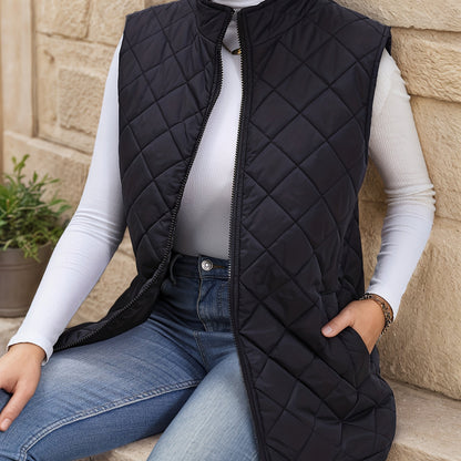 Eileen | Diamond-Quilted Longline Vest 0