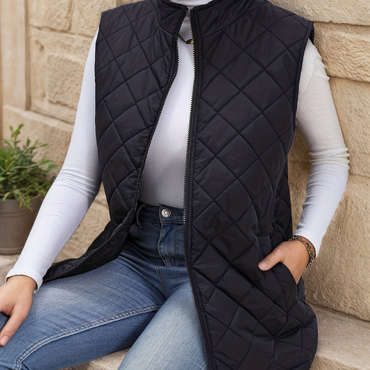 Eileen | Diamond-Quilted Longline Vest 0