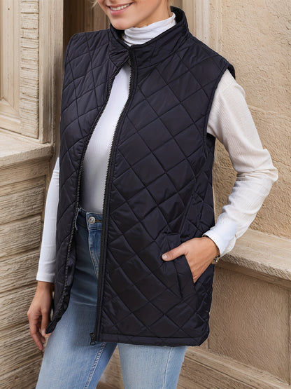 Eileen | Diamond-Quilted Longline Vest 2