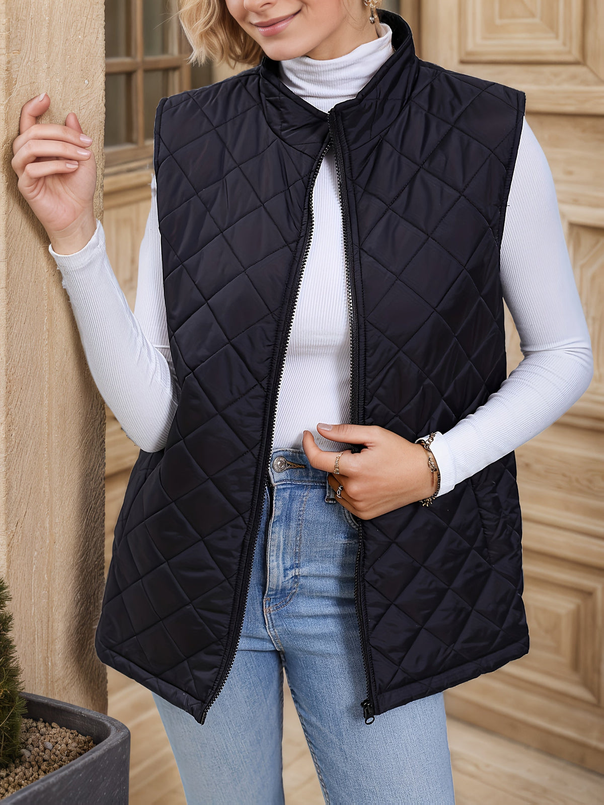 Eileen | Diamond-Quilted Longline Vest 4