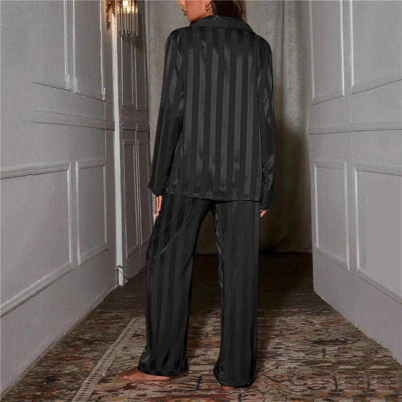 Elysia Satin Pajama Set | Striped, Women's Loungewear 5