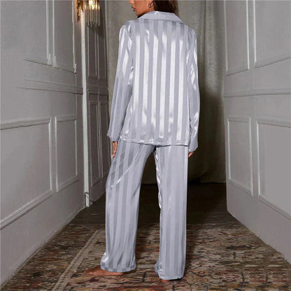 Elysia Satin Pajama Set | Striped, Women's Loungewear 7