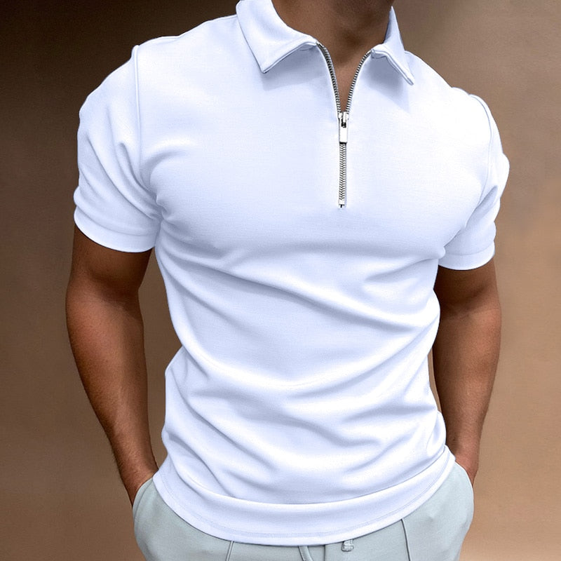 Men's Short Sleeve Quarter Zip Polo Shirt
