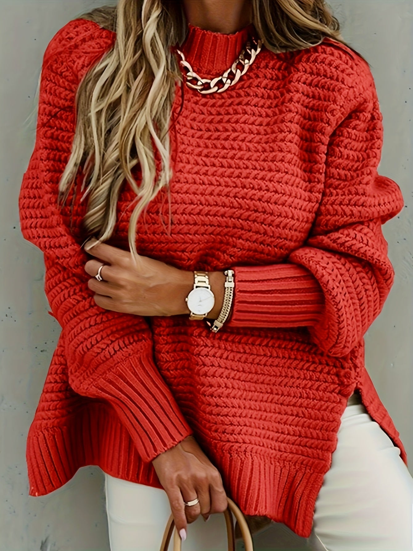 Evangeline | Textured High-Low Sweater 1