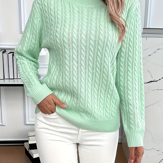 Faye | Cable-Knit Round Neck Sweater 0
