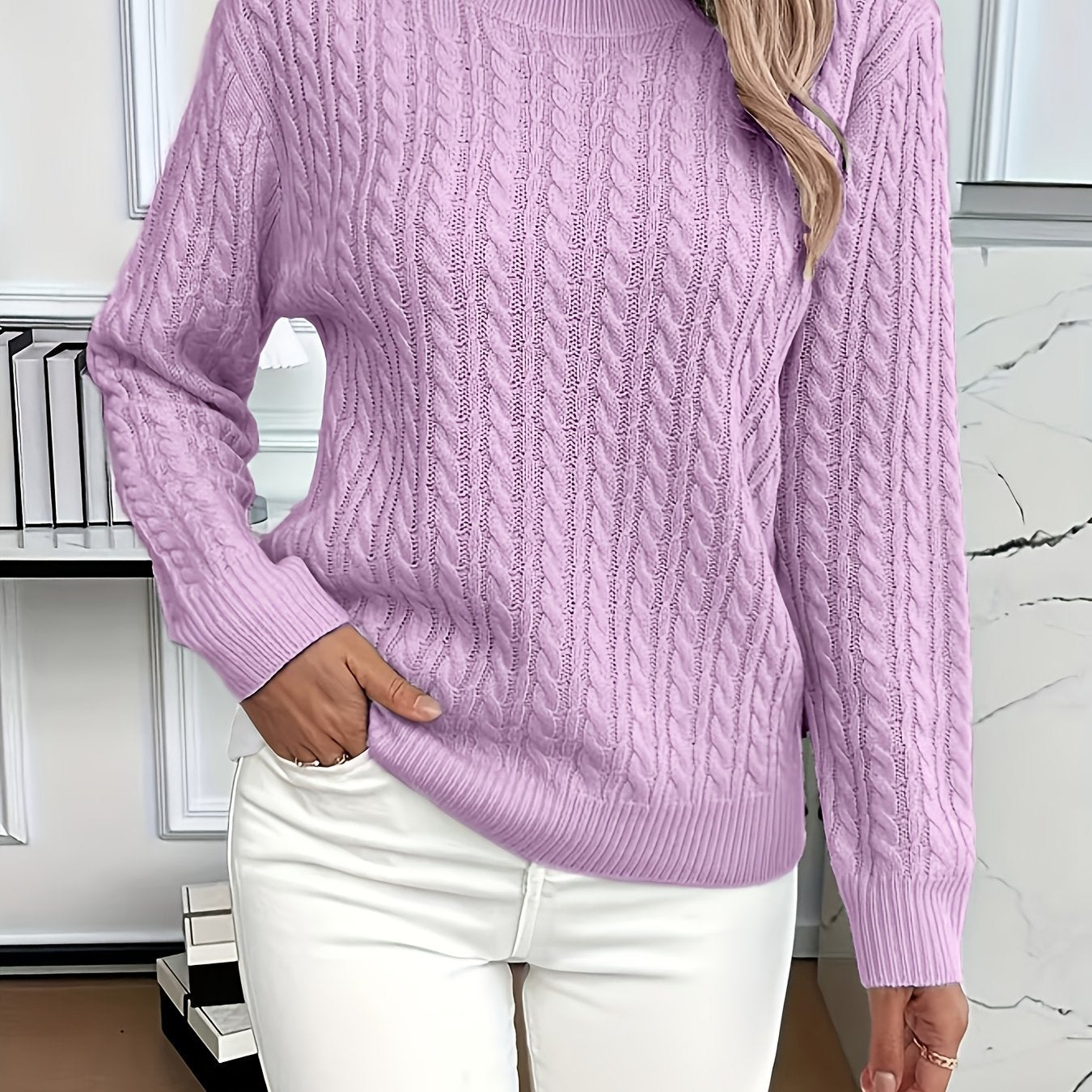 Faye | Cable-Knit Round Neck Sweater 14