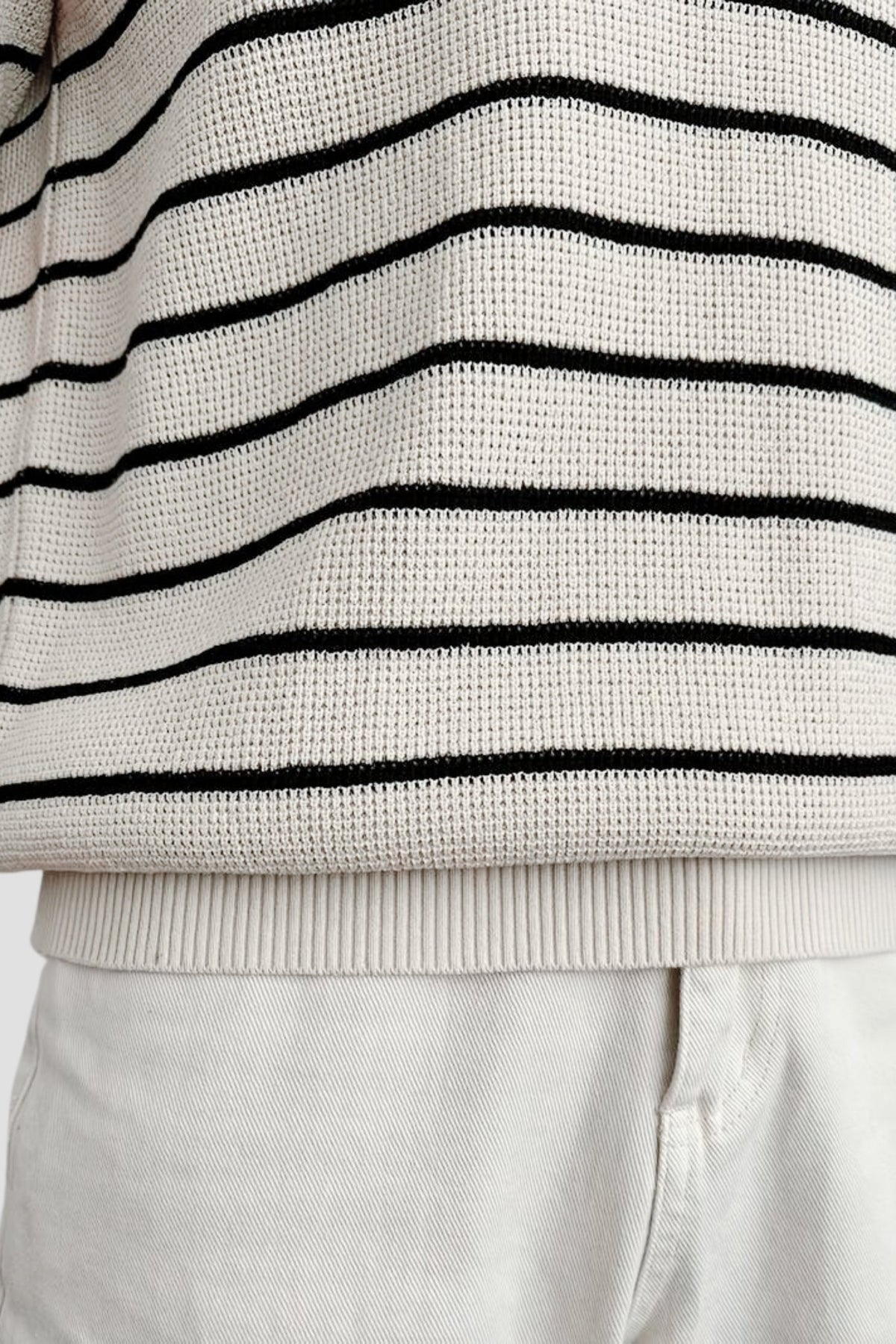 Men's Short Sleeve Striped Knit Polo Shirt