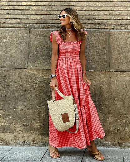 Fiona | Women's Smocked Gingham Maxi Dress 5