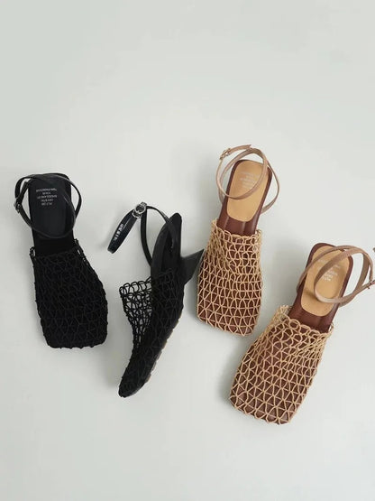 Fiora Mesh Weave Heels | Square Toe, Braided Mesh Wrap 5