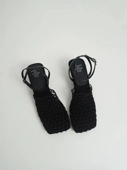 Fiora Mesh Weave Heels | Square Toe, Braided Mesh Wrap 8