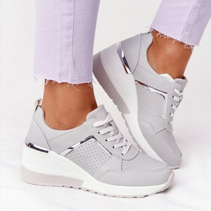 Women's Wedge Sneakers with Metallic Trim