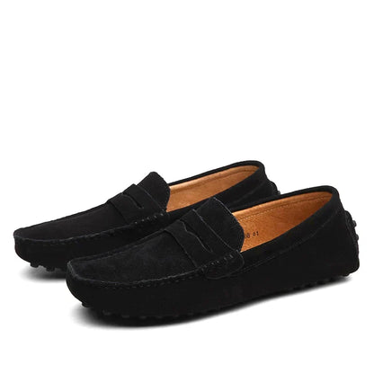Men's Suede Driving Loafers with Stitching
