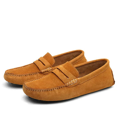 Men's Suede Driving Loafers with Stitching