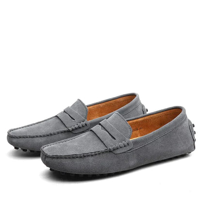 Men's Suede Driving Loafers with Stitching