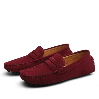 Men's Suede Driving Loafers with Stitching