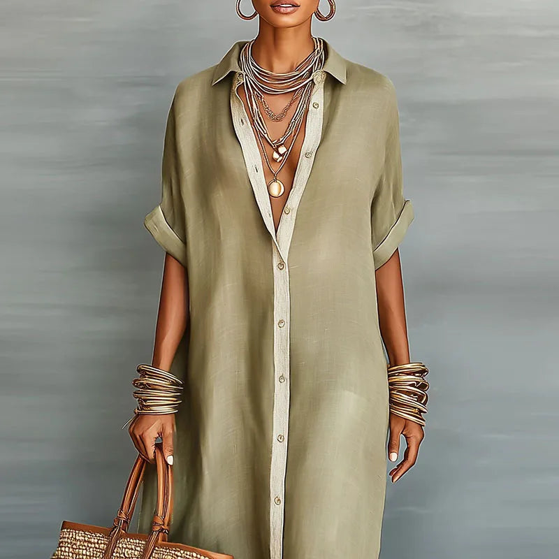 Gemma Linen Long Shirt Sundress 2