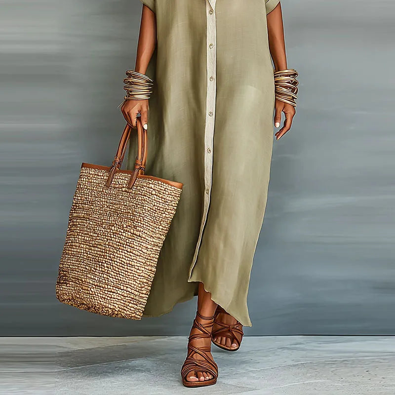 Gemma Linen Long Shirt Sundress 3