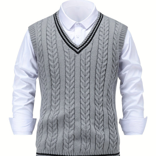 Gideon | Cable-Knit V-Neck Sweater Vest 0