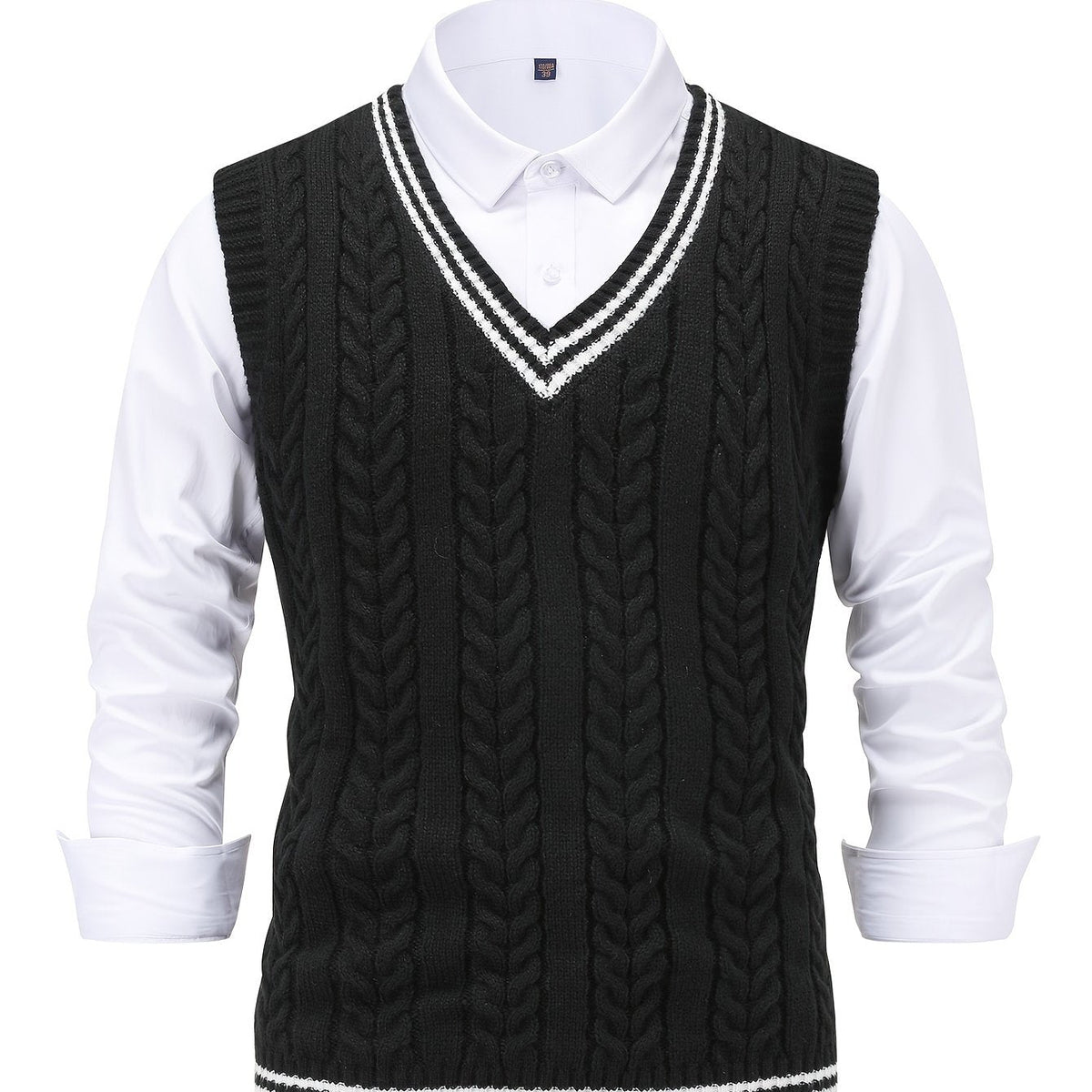 Gideon | Cable-Knit V-Neck Sweater Vest 11