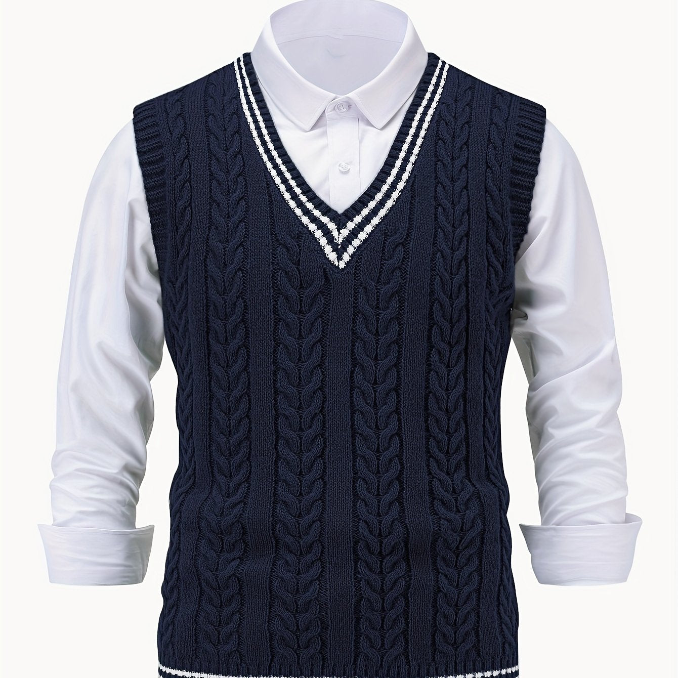 Gideon | Cable-Knit V-Neck Sweater Vest 9