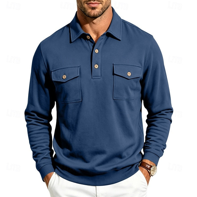 Harold | Refined Long-Sleeve Pocket Polo Shirt 8