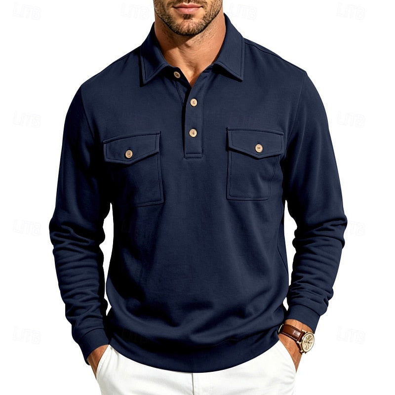 Harold | Refined Long-Sleeve Pocket Polo Shirt 9