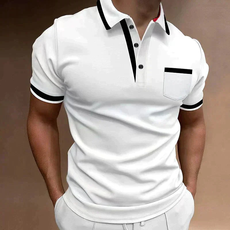 Men's Slim Fit Short Sleeve Polo Shirt with Contrast Trim