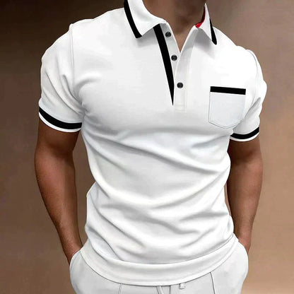 Men's Slim Fit Short Sleeve Polo Shirt with Contrast Trim