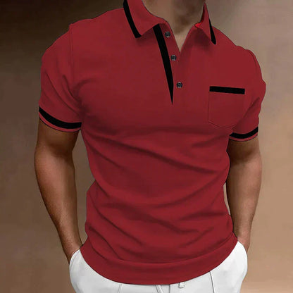 Men's Slim Fit Short Sleeve Polo Shirt with Contrast Trim