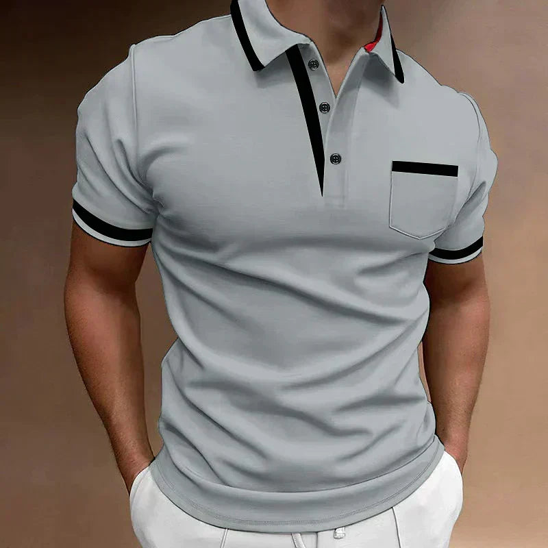 Men's Slim Fit Short Sleeve Polo Shirt with Contrast Trim