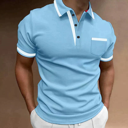 Men's Slim Fit Short Sleeve Polo Shirt with Contrast Trim