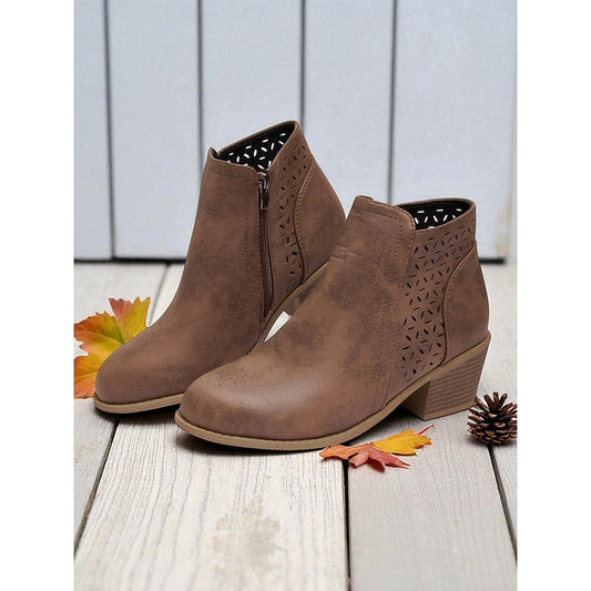 Hollis | Cutout Low-Heel Ankle Boots 0