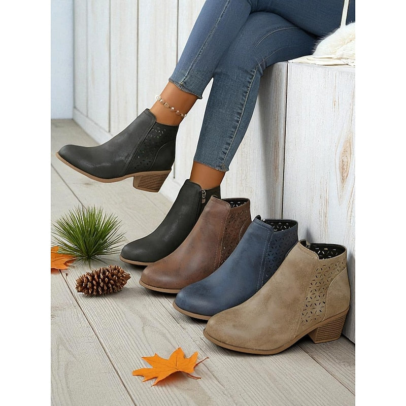 Hollis | Cutout Low-Heel Ankle Boots 1