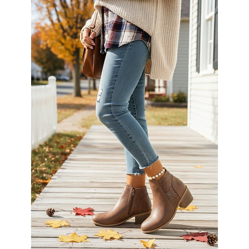 Hollis | Cutout Low-Heel Ankle Boots 5