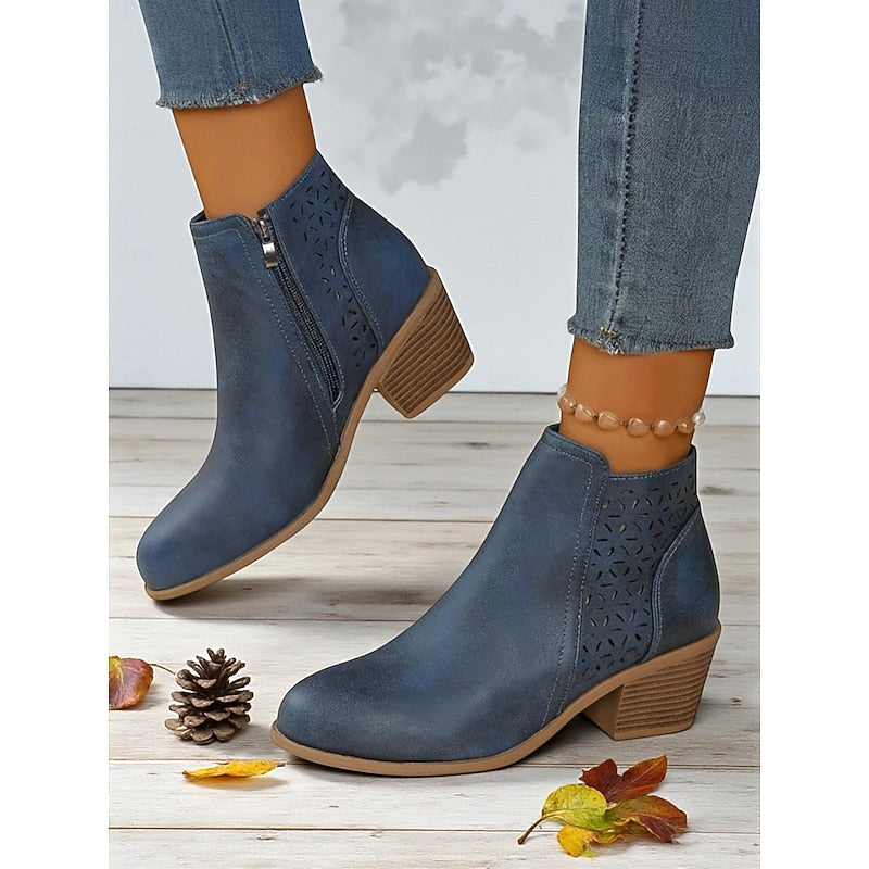 Hollis | Cutout Low-Heel Ankle Boots 9
