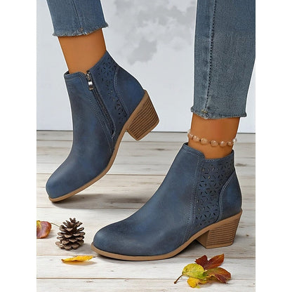 Hollis | Cutout Low-Heel Ankle Boots 9