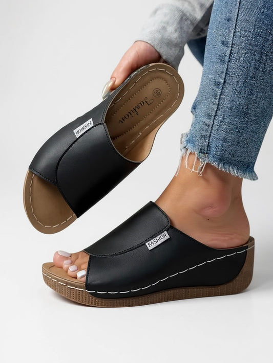 Women's Open Toe Platform Slide Sandals