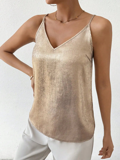 Women's V-Neck Camisole Top with Spaghetti Straps