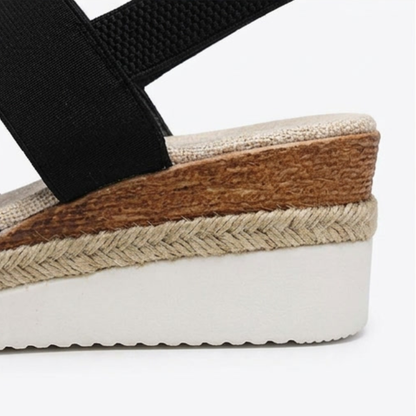 Women's Espadrille Wedge Sandals – Closed Toe, Braided Jute Trim