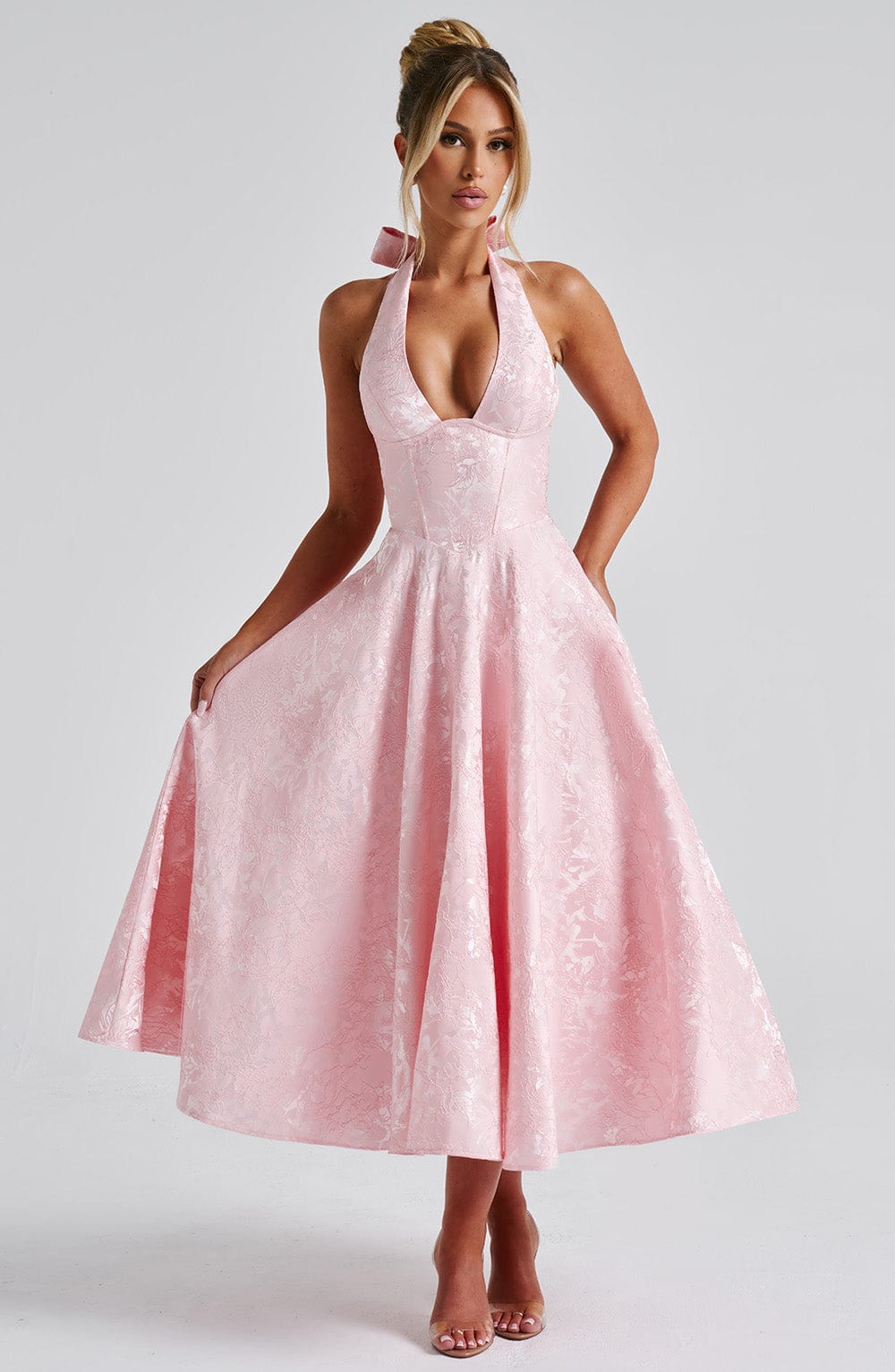Kimberly | Women’s Wedding Gues Dress Halter Midi Dress 0