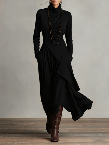 Kora Pleated Maxi Dress | Soft Breathable Fabric, High Neckline 3