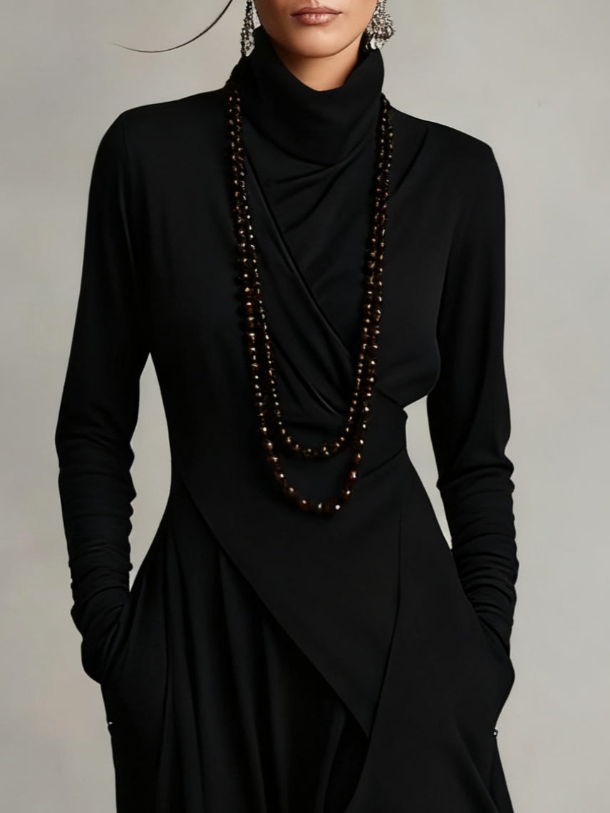 Kora Pleated Maxi Dress | Soft Breathable Fabric, High Neckline 4