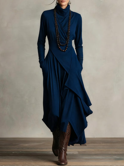 Kora Pleated Maxi Dress | Soft Breathable Fabric, High Neckline 7