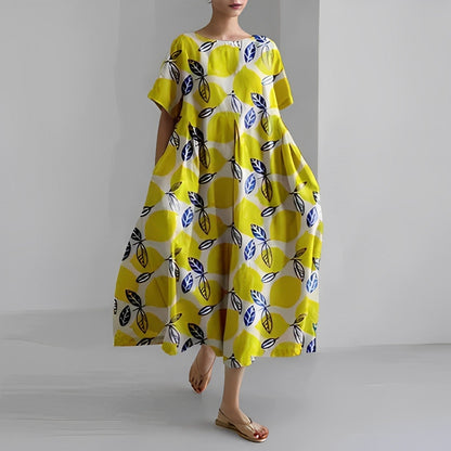 Women's Floral Short Sleeve Swing Maxi Dress