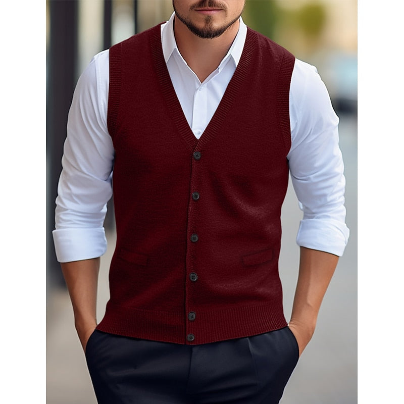 Leonard | Buttoned V-Neck Sweater Vest 0